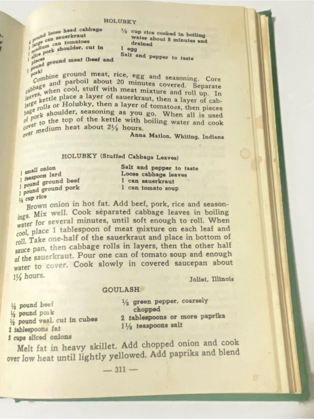 VTG Anniversary Slovak-American Cookbook 20th Printing 1978 Ethnic Recipes HC